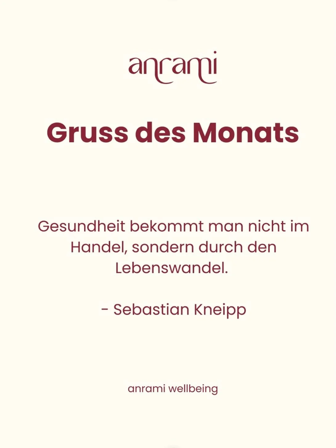 UNSER 💛-ens Gruss f&uuml;r den Monat M&Auml;RZ.

Hast DU gewusst, dass S.Kneipp (1821-1897) ein Priester war und  seine Lungenkrankheit im 1847 durch kurze EINTAUCHER in der kalten Donau auskurierte? 

Seine 5 S&Auml;ULENLEHRE hilft UNS auch heute n