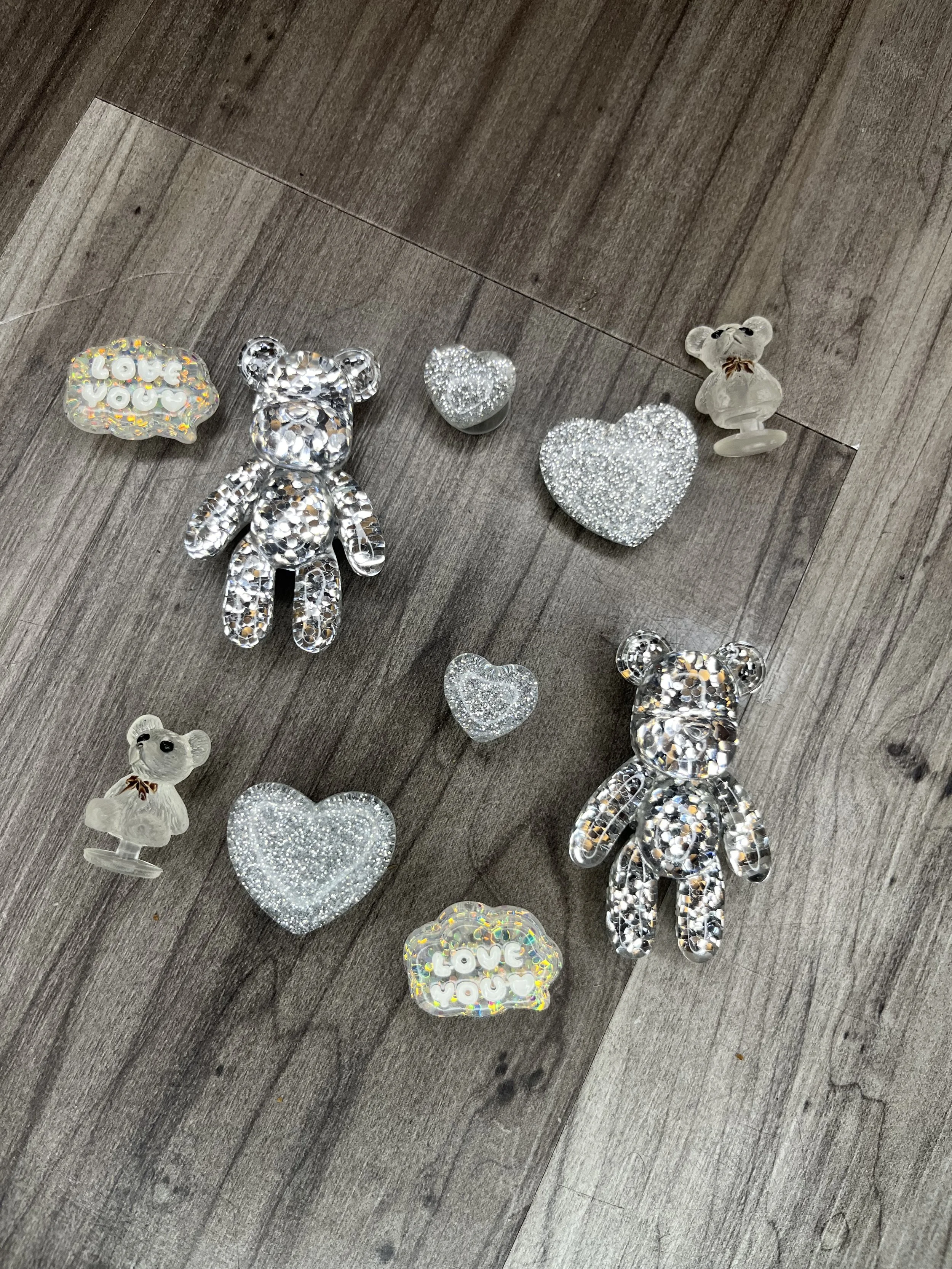 Classy Bear Croc Charm Set (Silver)