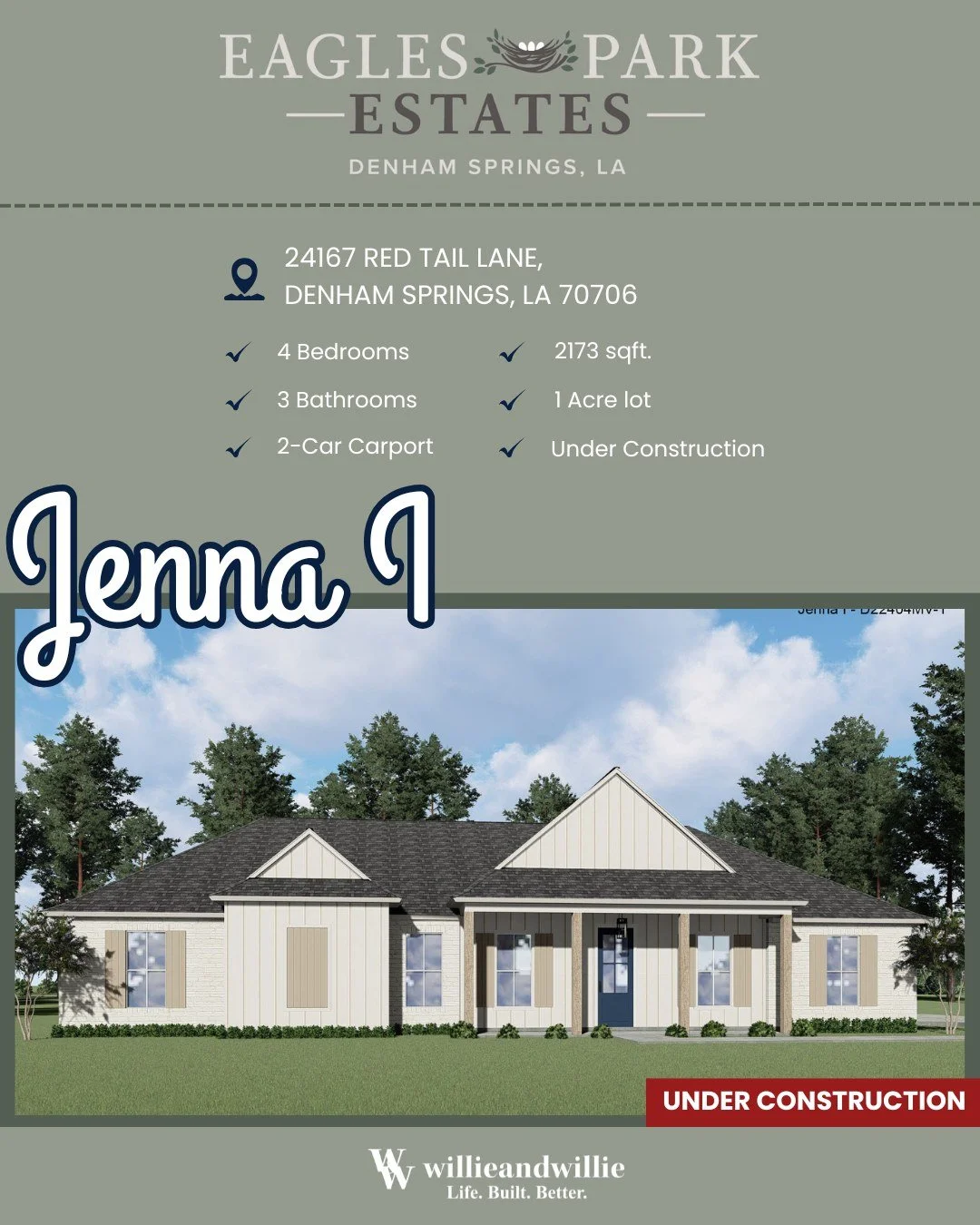 One acre of breathing room. 
Four bedrooms, three baths, and a triple-split floorplan that blends privacy and connection&hellip;

The Jenna I at Eagles Park Estates = elegance meets everyday living! ✨

See more of the Jenna I floor plan + schedule a 