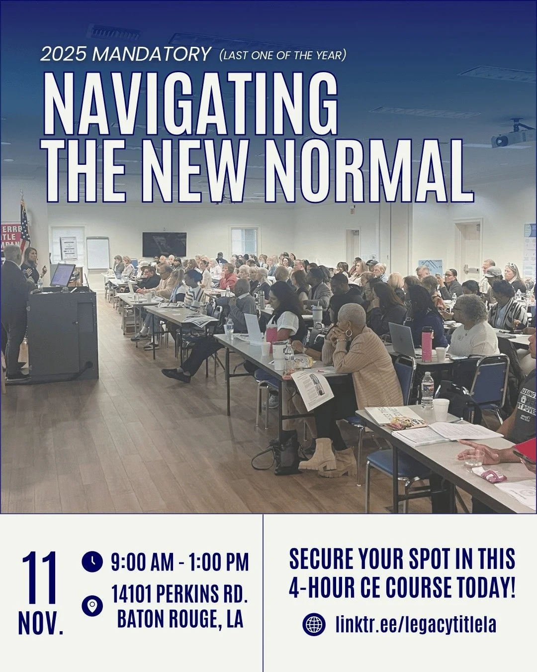 Realtors, this one&rsquo;s for you: it&rsquo;s the LAST Mandatory CE Course of 2025! 🗓️

Join us for Navigating the New Normal on November 11th to earn your four hours of CE credit before the end of the year! 

RSVP today to secure your spot before 