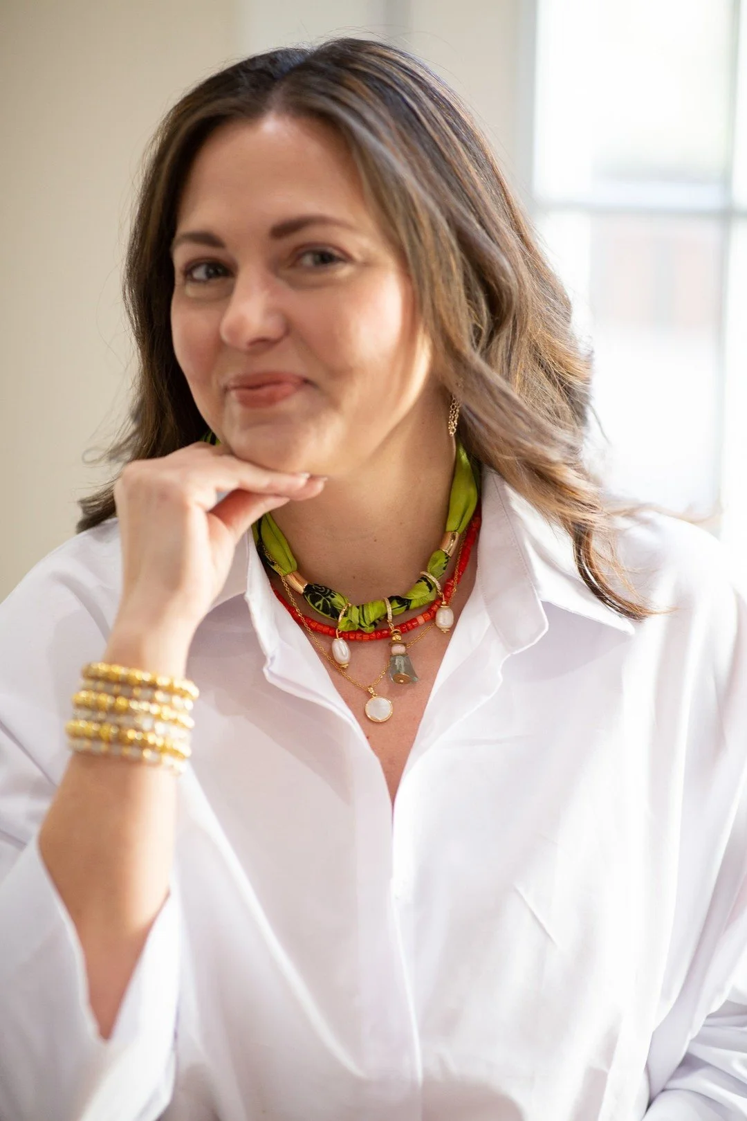 One of my favorite things about working with other women? Watching what happens when they put their spin on something you created!

Annie Claire took our bandanas and created an entirely new look with them, weaving them into her jewelry designs in a 