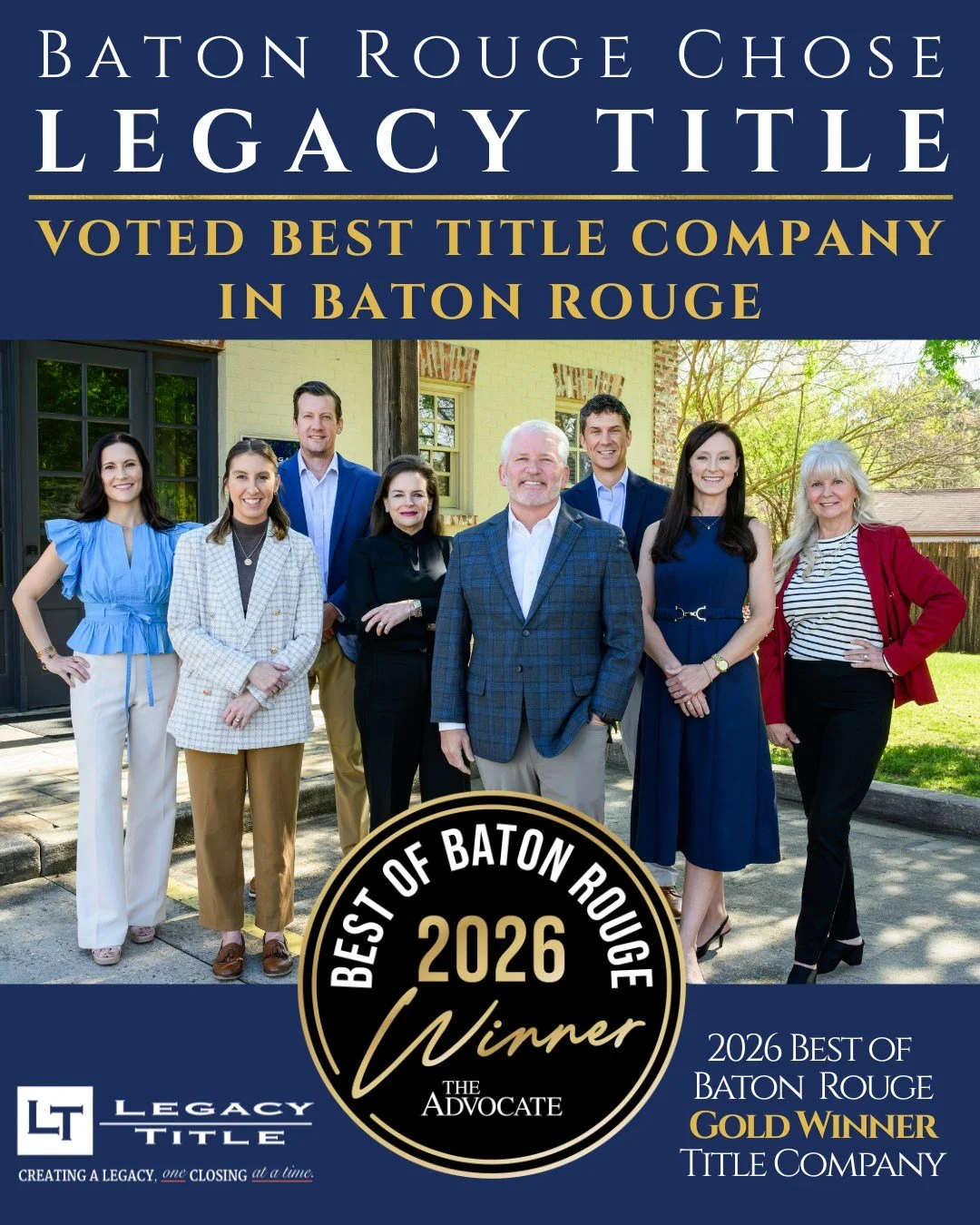 GOLD looks good on us! 🏆

We&rsquo;re proud to be named the 2026 Best of Baton Rouge &ndash; GOLD WINNER for Best Title Company in The Advocate (Baton Rouge, LA).

The Gold designation represents the highest recognition in our category, and we&rsquo