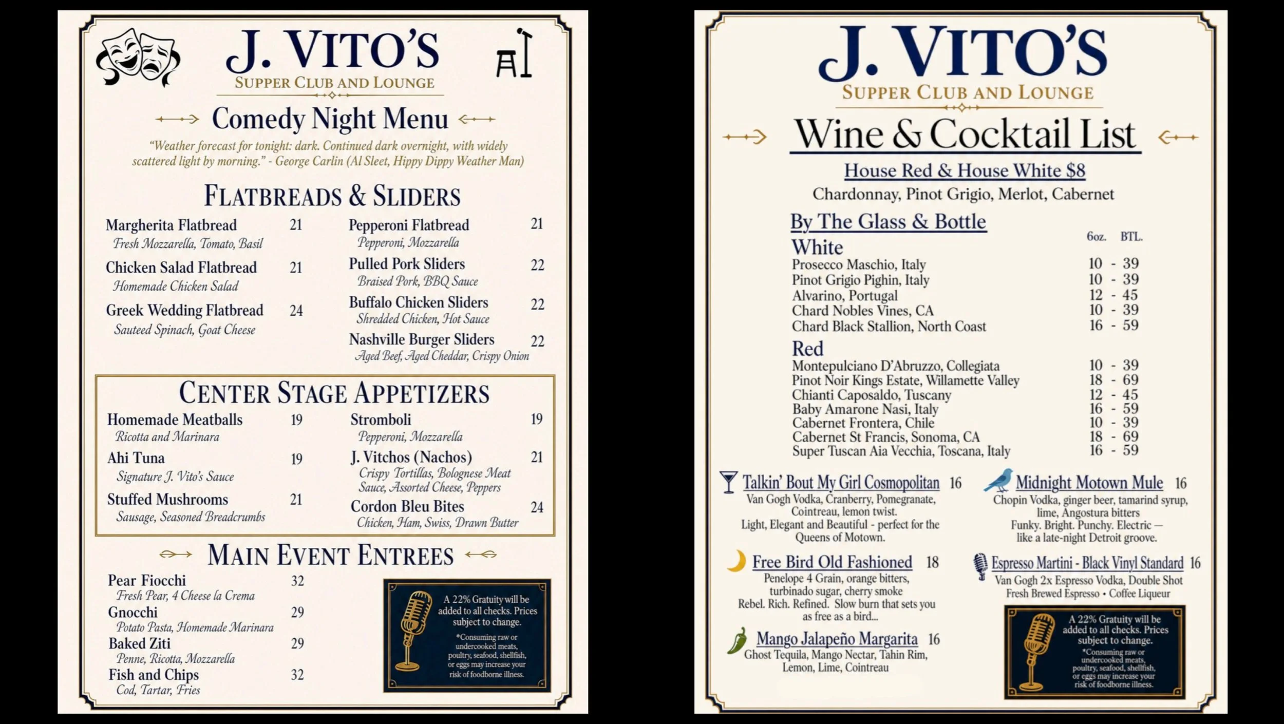 MENU update for comedy!