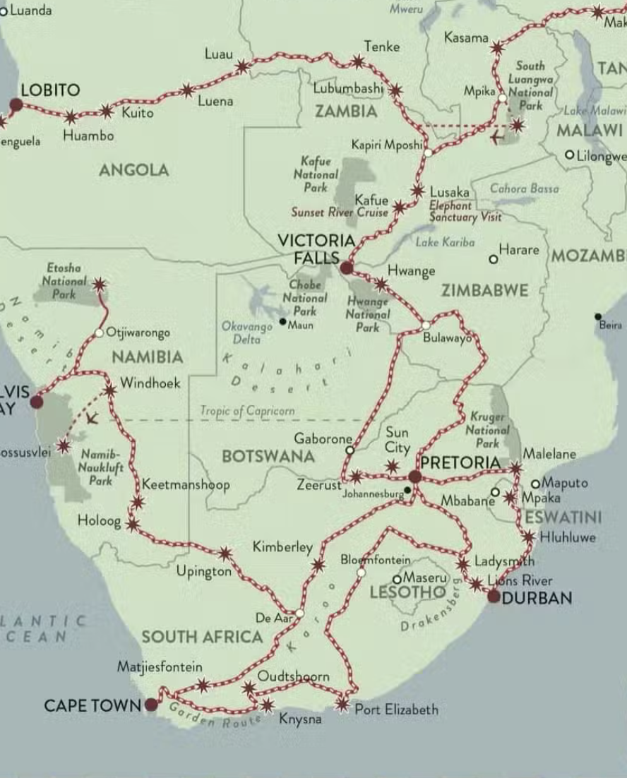 SOUTH AFRICA TO VIC FALLS