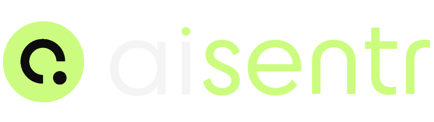 The logo of a soft drink company, which features a green circle with a stylized black lowercase 'c' inside, and the company name 'a sentr' written in lowercase letters, with 'a' and 's' in gray and 'ent' in lime green.