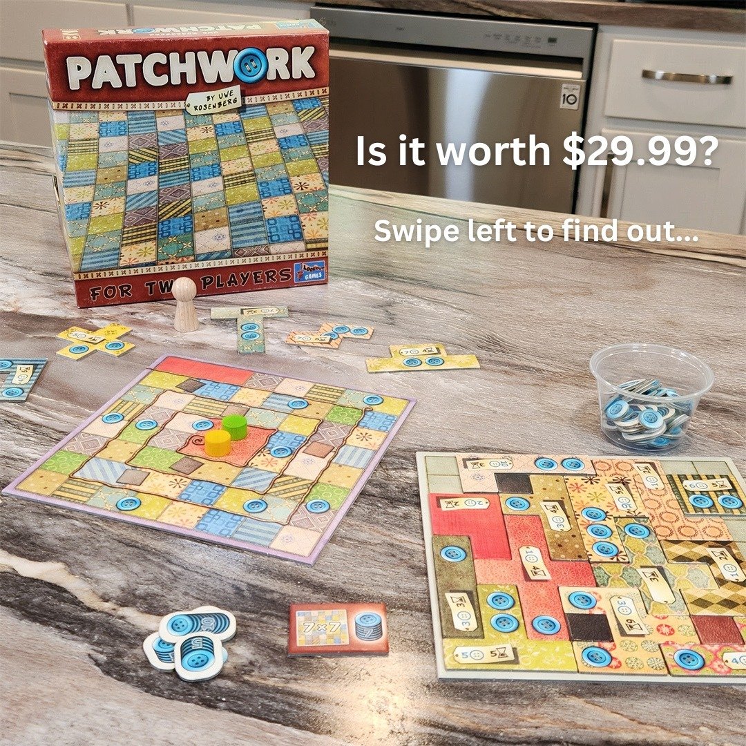 Patchwork is a delightful board game combining strategy, resource management, and creativity in a charming quilt-making theme. Designed for two players, it challenges participants to compete in creating a quilt with Teris-like patches. 

Board Gamers