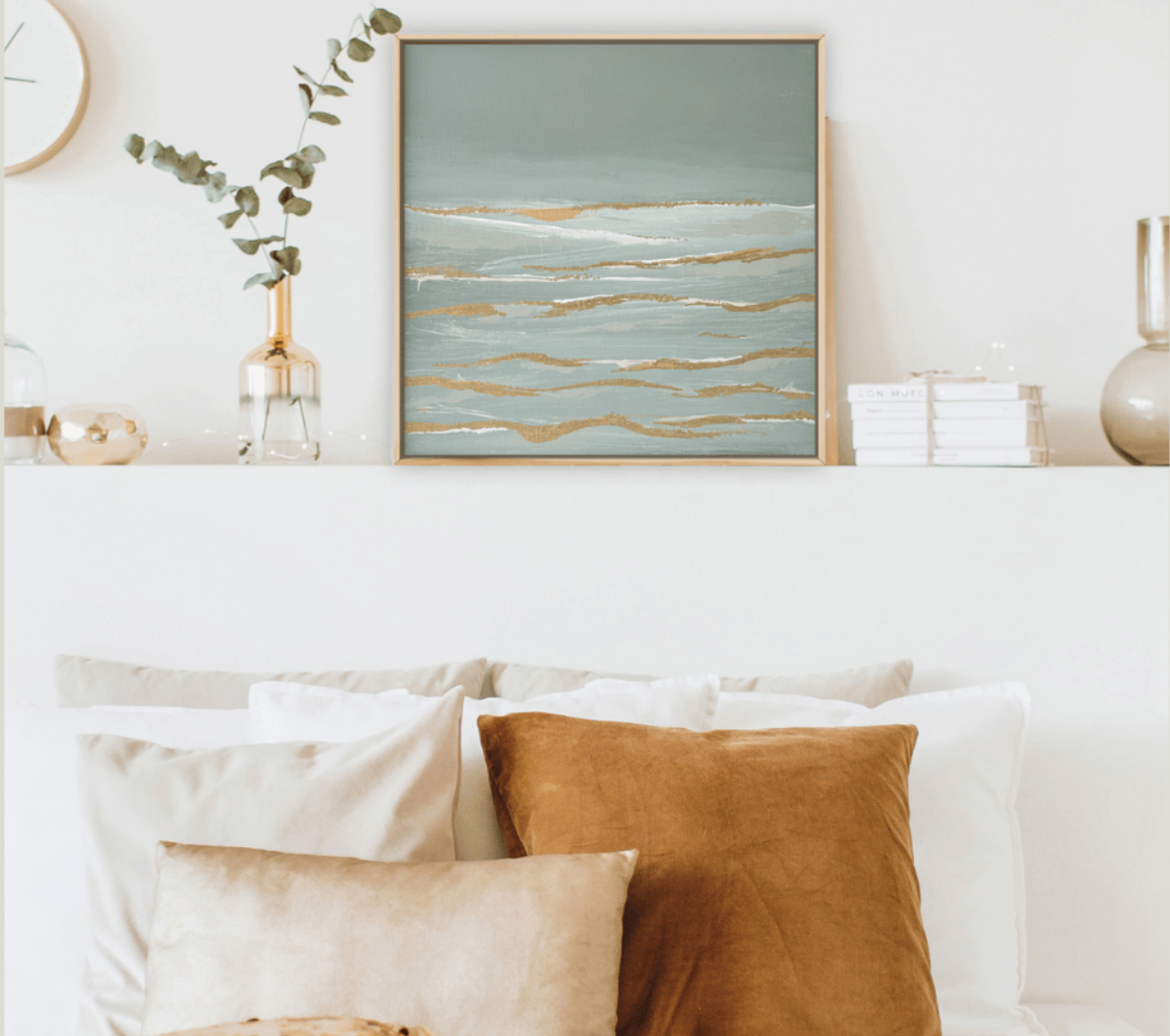 Golden Tides - Abstract Seascape Painting | Luxe Coastal Wall Art