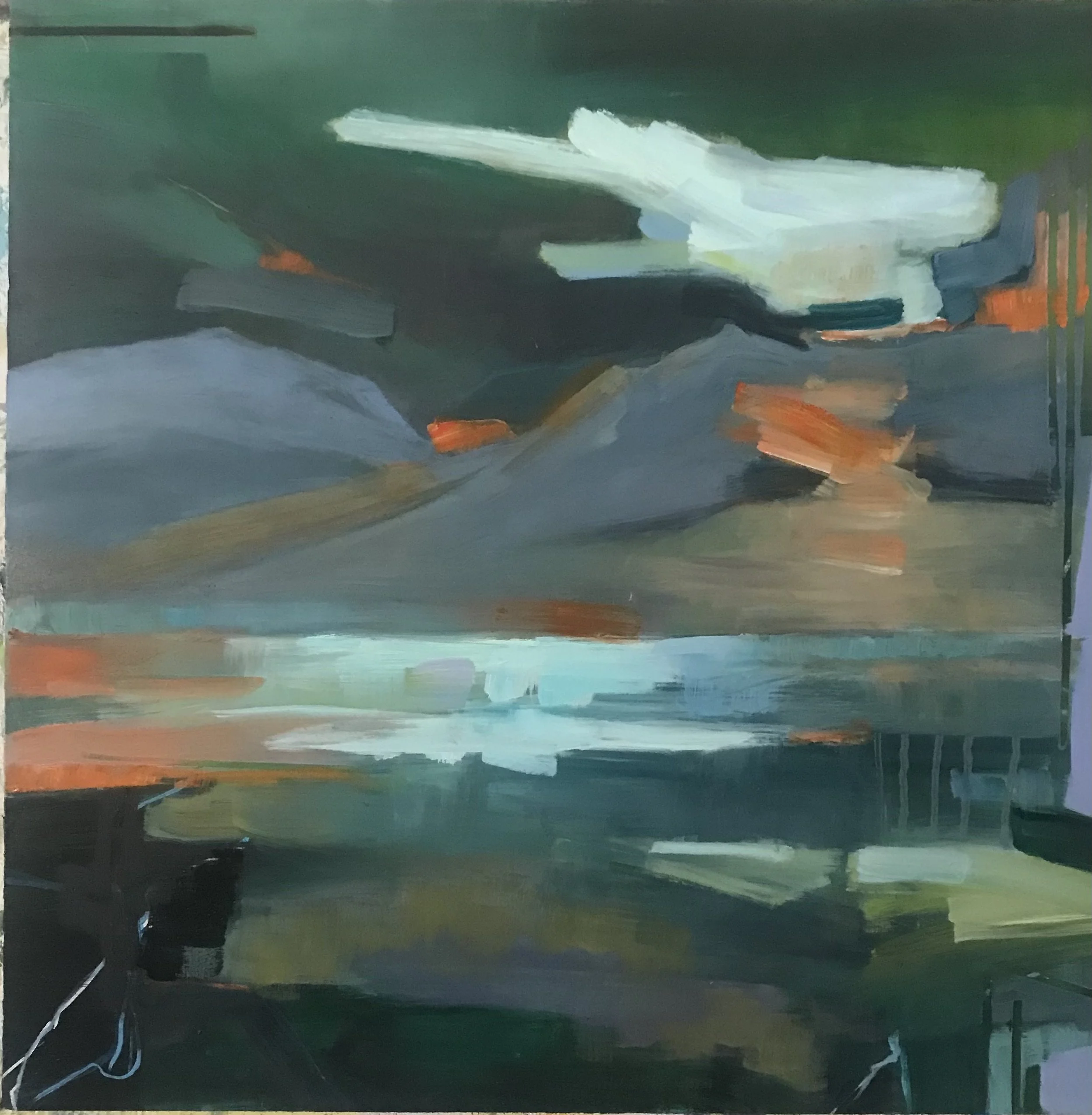 Solstice Lakeside, 16x16", oil on panel, $890
