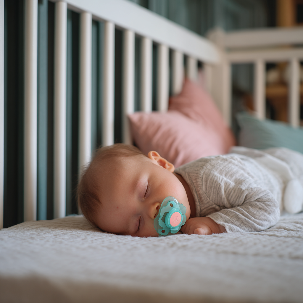 Baby sleeping in crib.