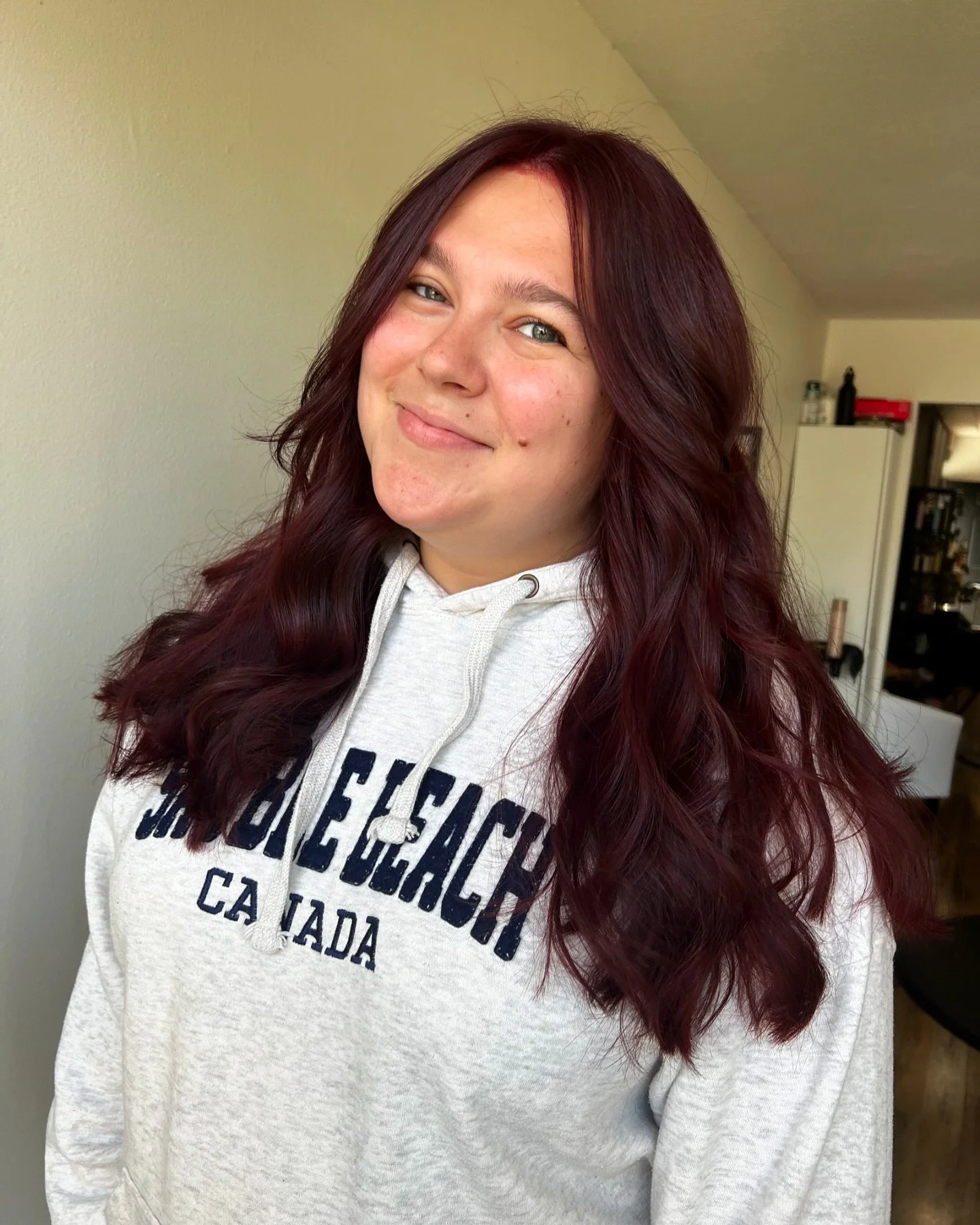Get on Meg&rsquo;s cherry cola level
.
.
.
.
.
#ohiohair #longhair #redhairdontcare #redviolet #cherrycolahair #toledoohio #watervilleohio