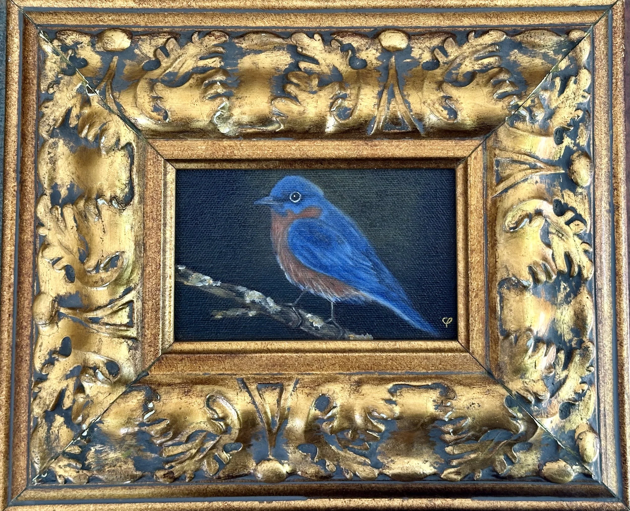 “Blue” 4x6 Oil in 10x12 vintage frame
