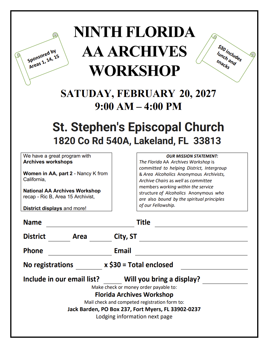 Ninth Florida AA Archives Workshop