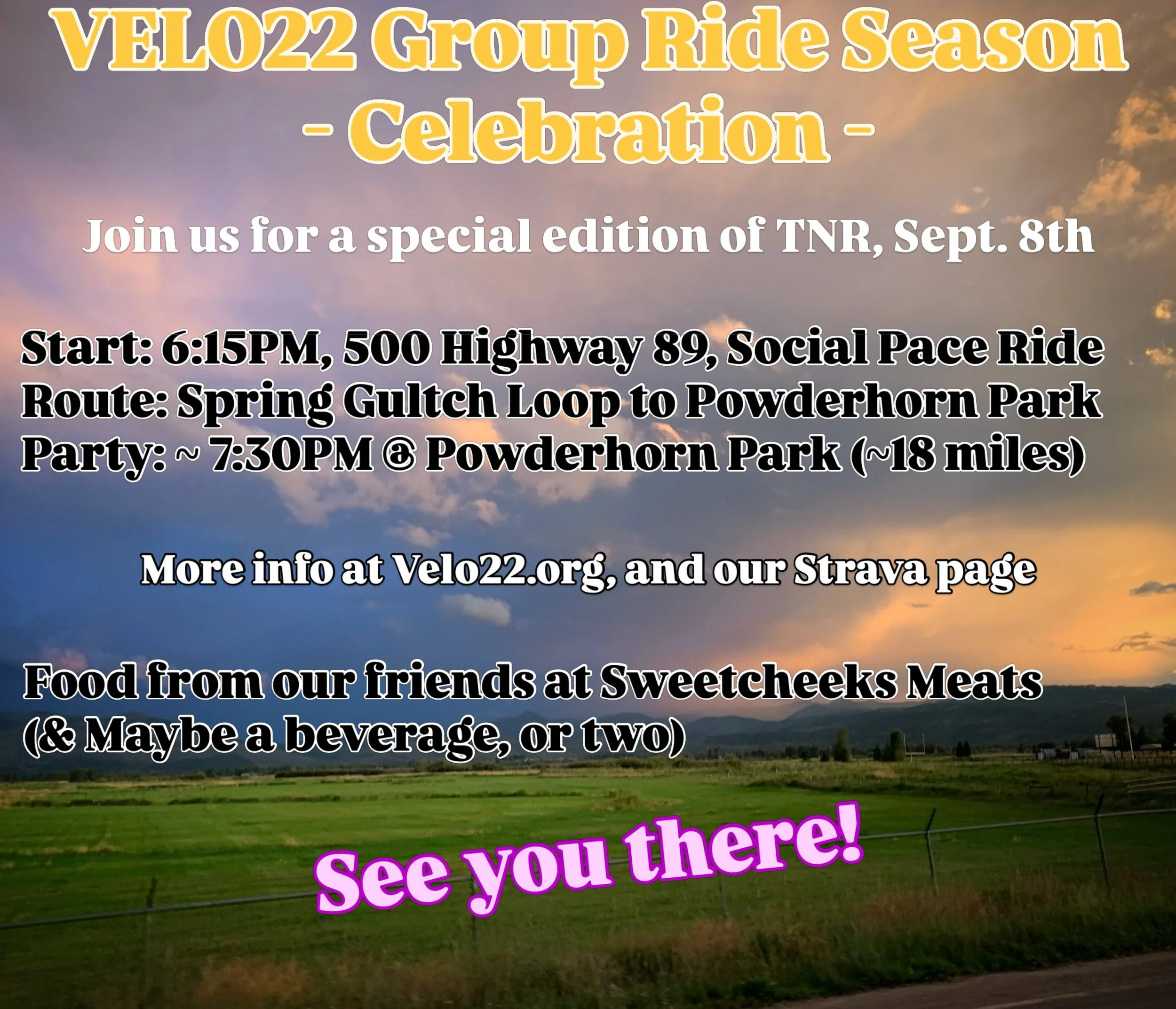 Velo22 wants to thank you for a great group ride season! Join us for an evening celebrating our wonderful group ride community. Likely not the last TNR of the season, but come take a lap with us, and then meet your peloton friends after with their he