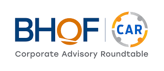 BHOF CAR logo with "Corporate Advisory Roundtable" text.  The BHOF supports Seen's calcium chew.