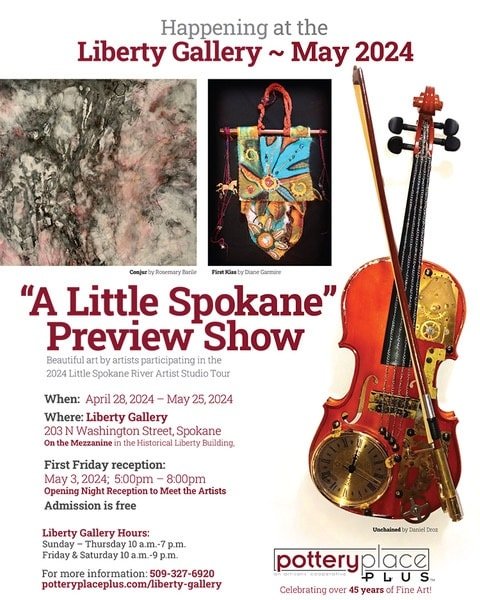 EXPLORE. CELEBRATE. SUPPORT DOWNTOWN. Spring is here, saturate your senses with this beautiful show. It features over 25  local artists.  Discover a wide variety of  fiber, paintings, pottery and mixed media art.
 What is a PREVIEW SHOW? This week, I