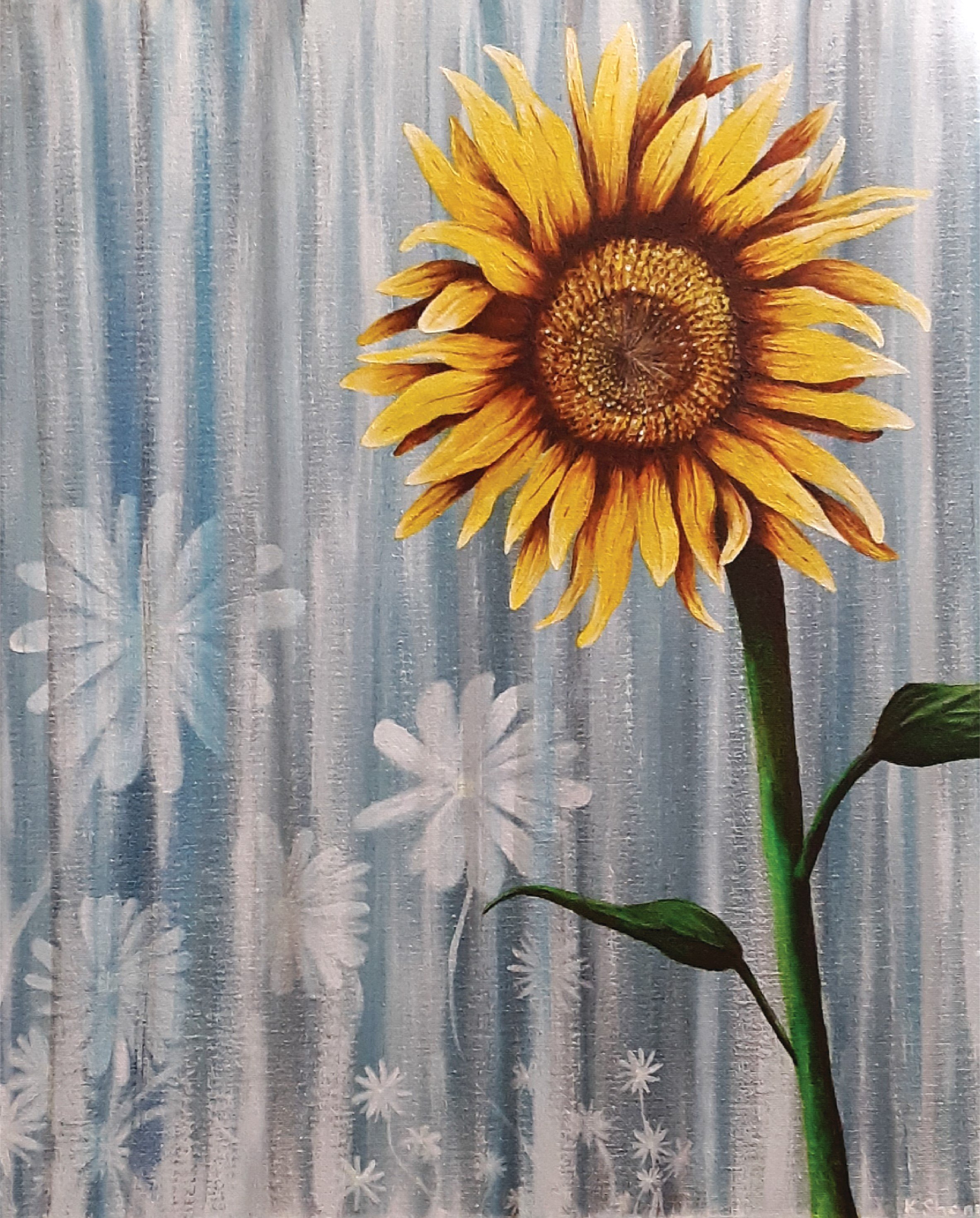 Sunflower and Daisy Rain