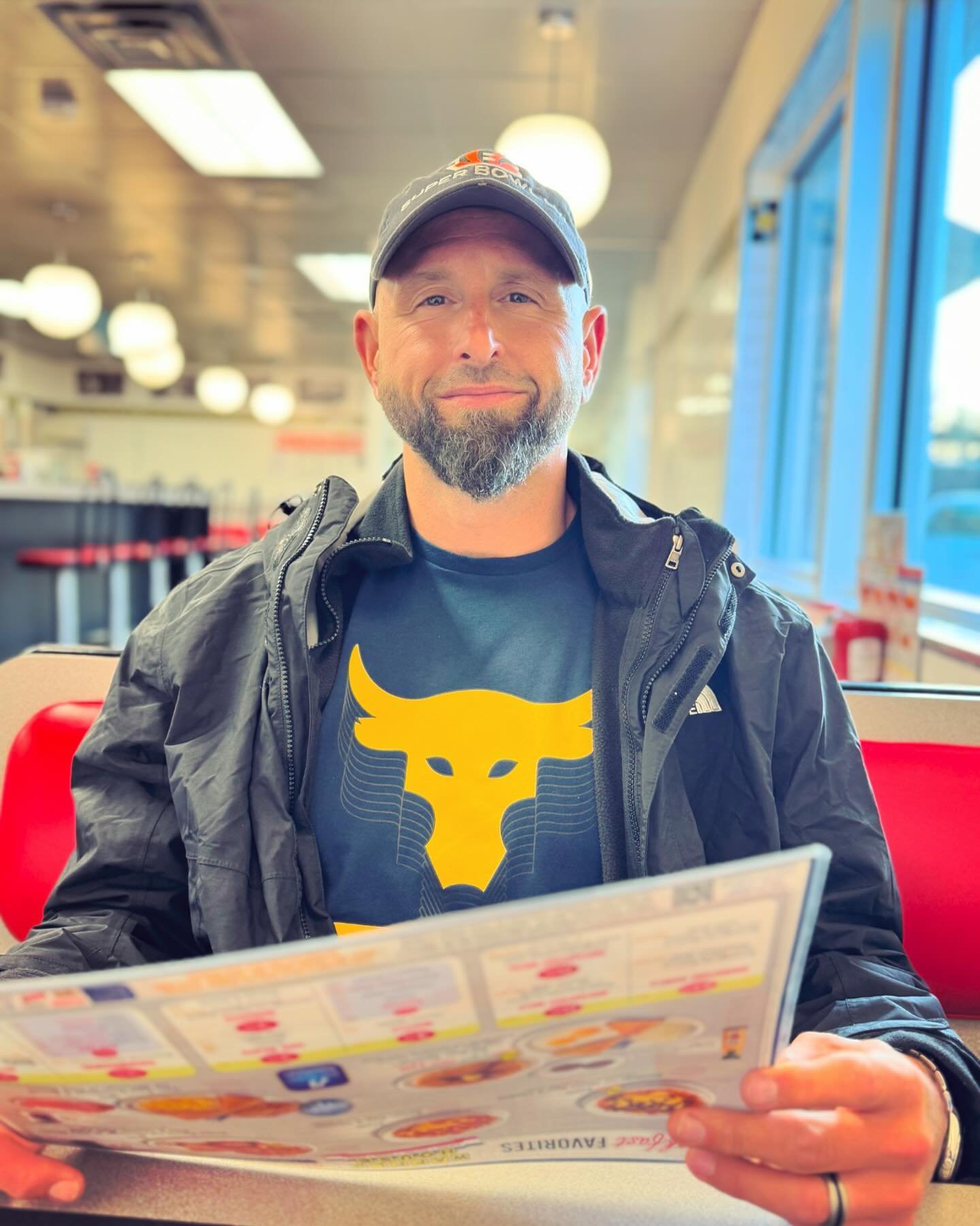 My oldest (and arguably most famous) friend treated me to Waffle House.