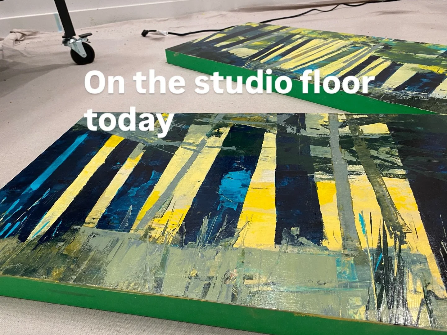 The floor is the best place for me to apply a layer of gloss medium.

Two works in progress that I&rsquo;m excited about. 

Getting there! 

#treepaintings #artworkinprogress #studiofloor