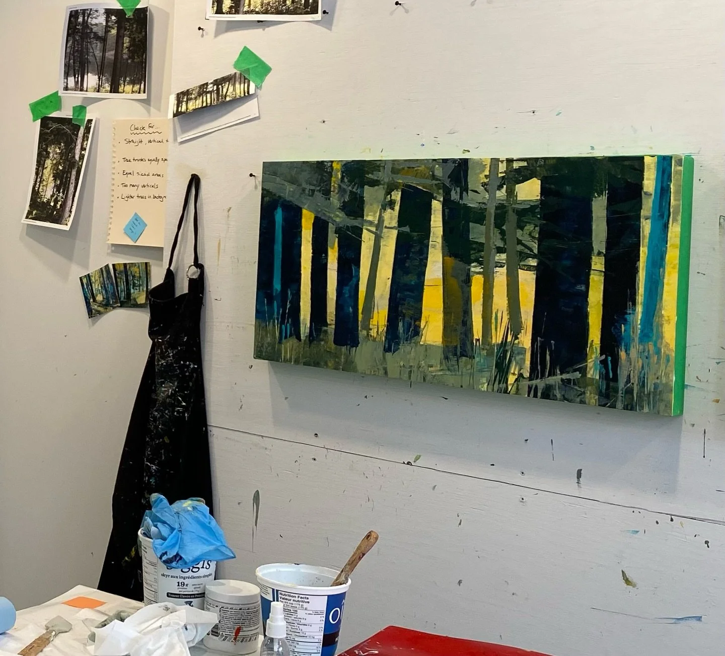 On the painting wall, swipe for the end result 🎨

A little peek into my studio. 

I paint several paintings at the same time and hang them on my painting walls to work on them. My paints live on the trolley so that I can move them around to where I 
