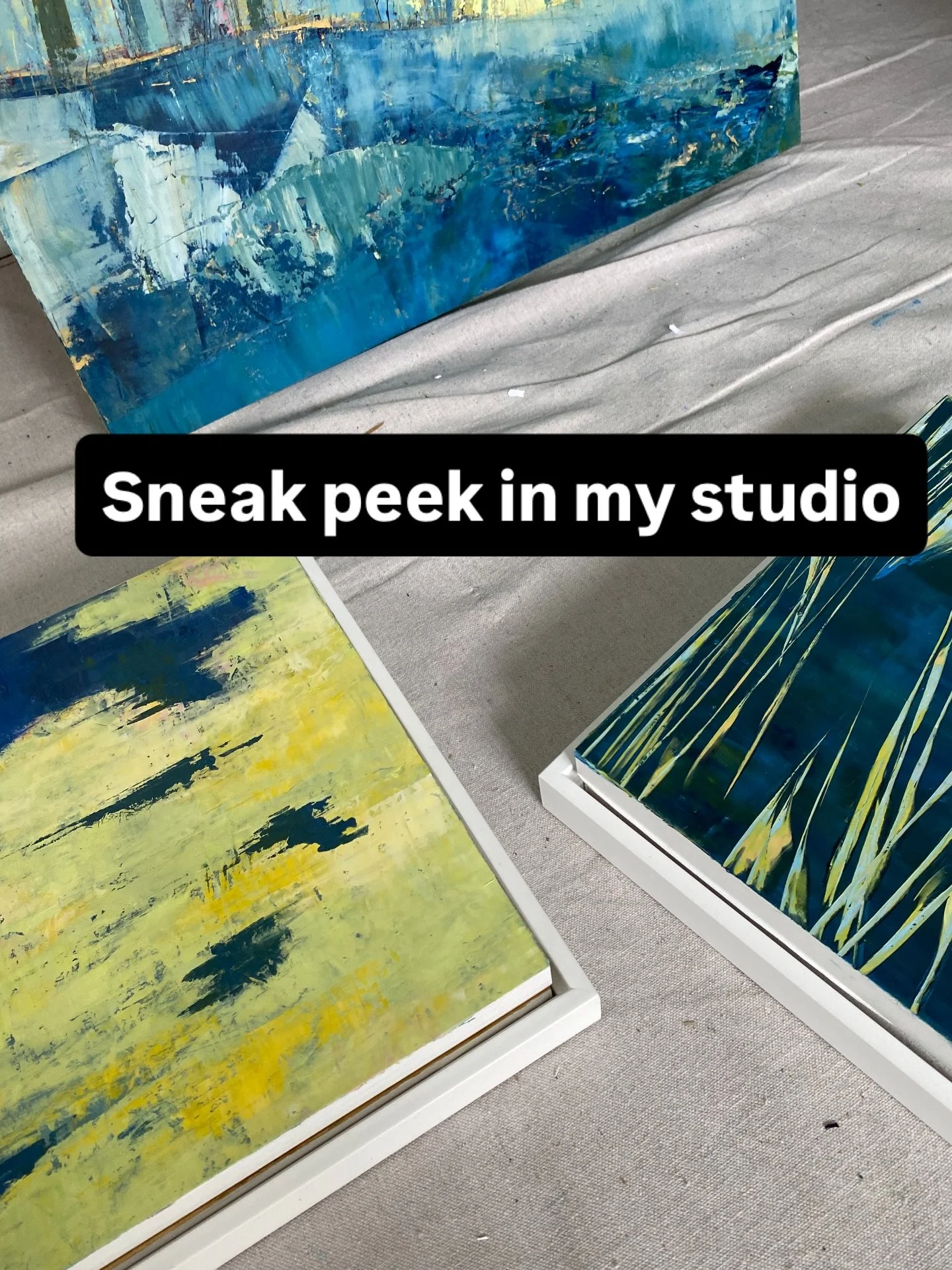 A little sneak peek into my studio.

I love experimenting and trying something new, and for the longest time I have been painting with acrylic, but recently I have been exploring oil and cold wax. These are a few paintings I&rsquo;ve been working on.