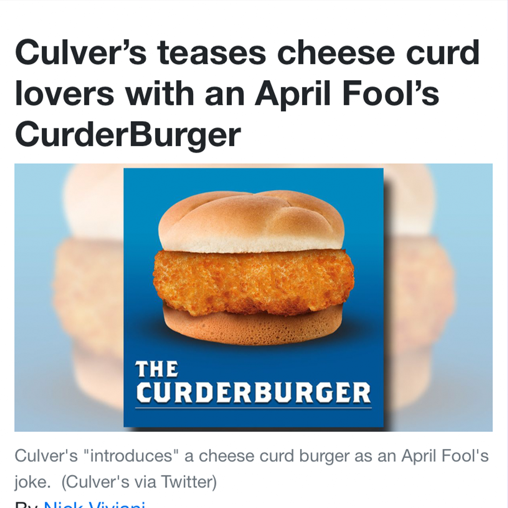 The Curderburger began as an April Fool's Day post - and the image that started it all was made by me, a vegan!