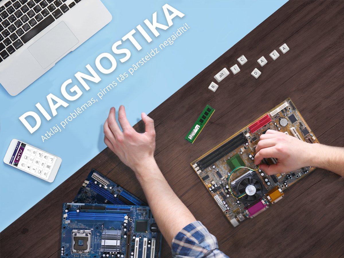 Promotional material for computer diagnostics campaign adapted for social media post format
