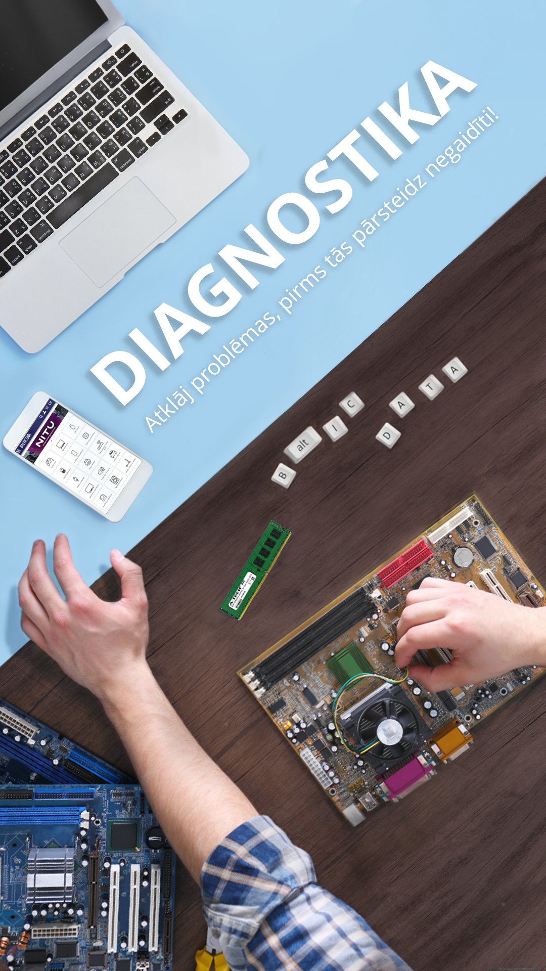Promotional material for computer diagnostics campaign adapted for social media story format