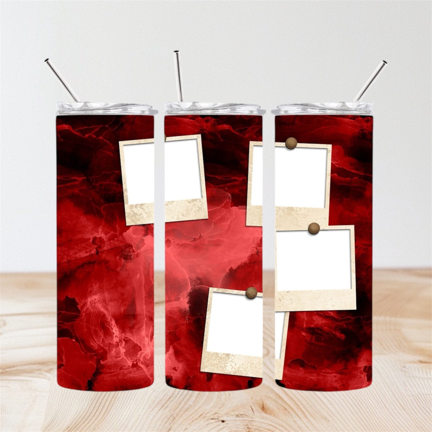 4 photo frame red tumbler wrap
