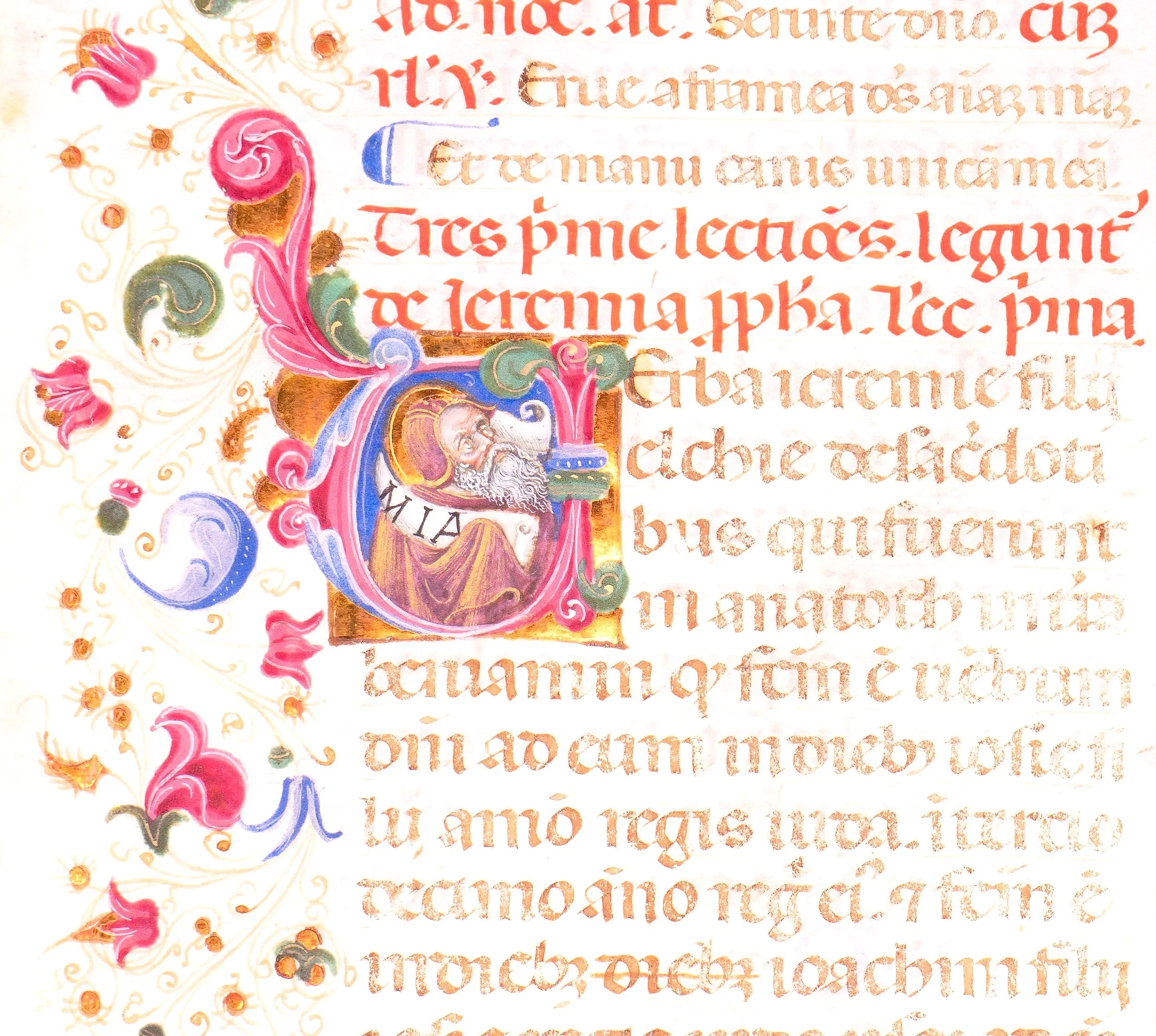 SOLD - Giorgio d’Alemagna,The Prophet Jeremiah,a page from the Breviary of Lionello d’Este,also known as the Llangattock Breviary, Italy, Ferrara, circa 1441-1448