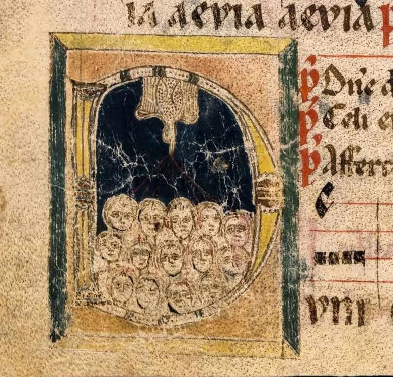 SOLD - Mozarabic Illuminator, Pentecost, Spain, circa 1200-1250