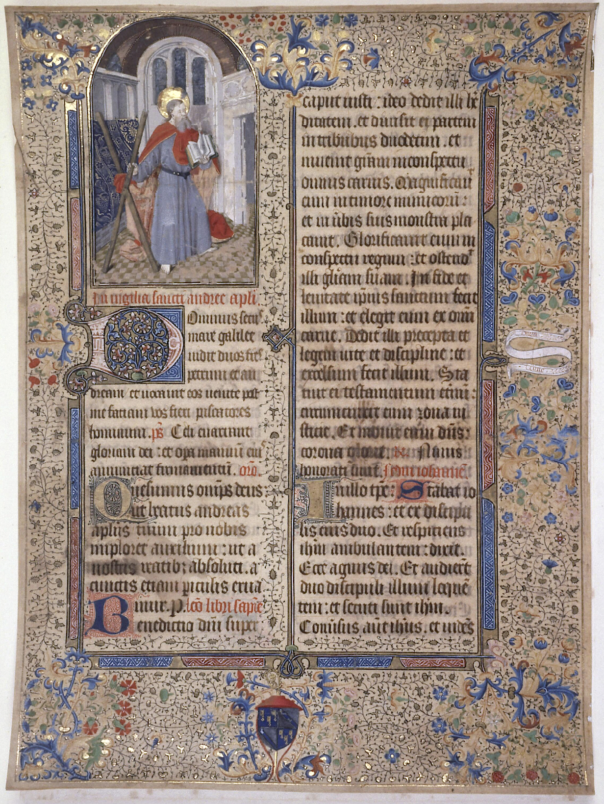 Master of Jean Rolin II, Saint Andrew, detached leaf from a Missal of Cardinal Jean Rolin, c. 1455. Autun, Société Éduenne, Album Bulliot, no. 2.