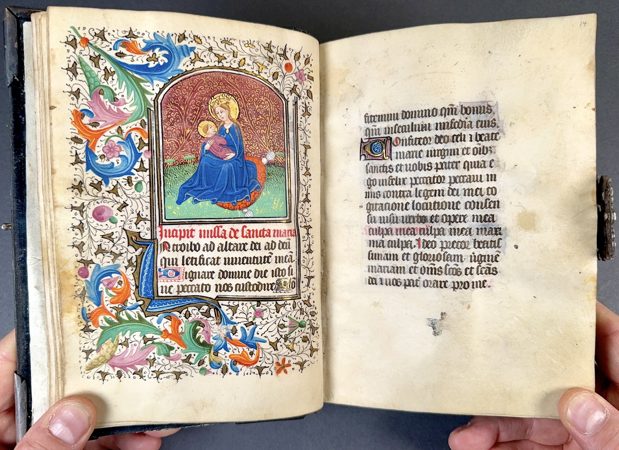 Virgin and Child by the Masters of the Gold Scrolls, Grisebach subgroup, in an illuminated Bruges Book of Hours, c. 1450