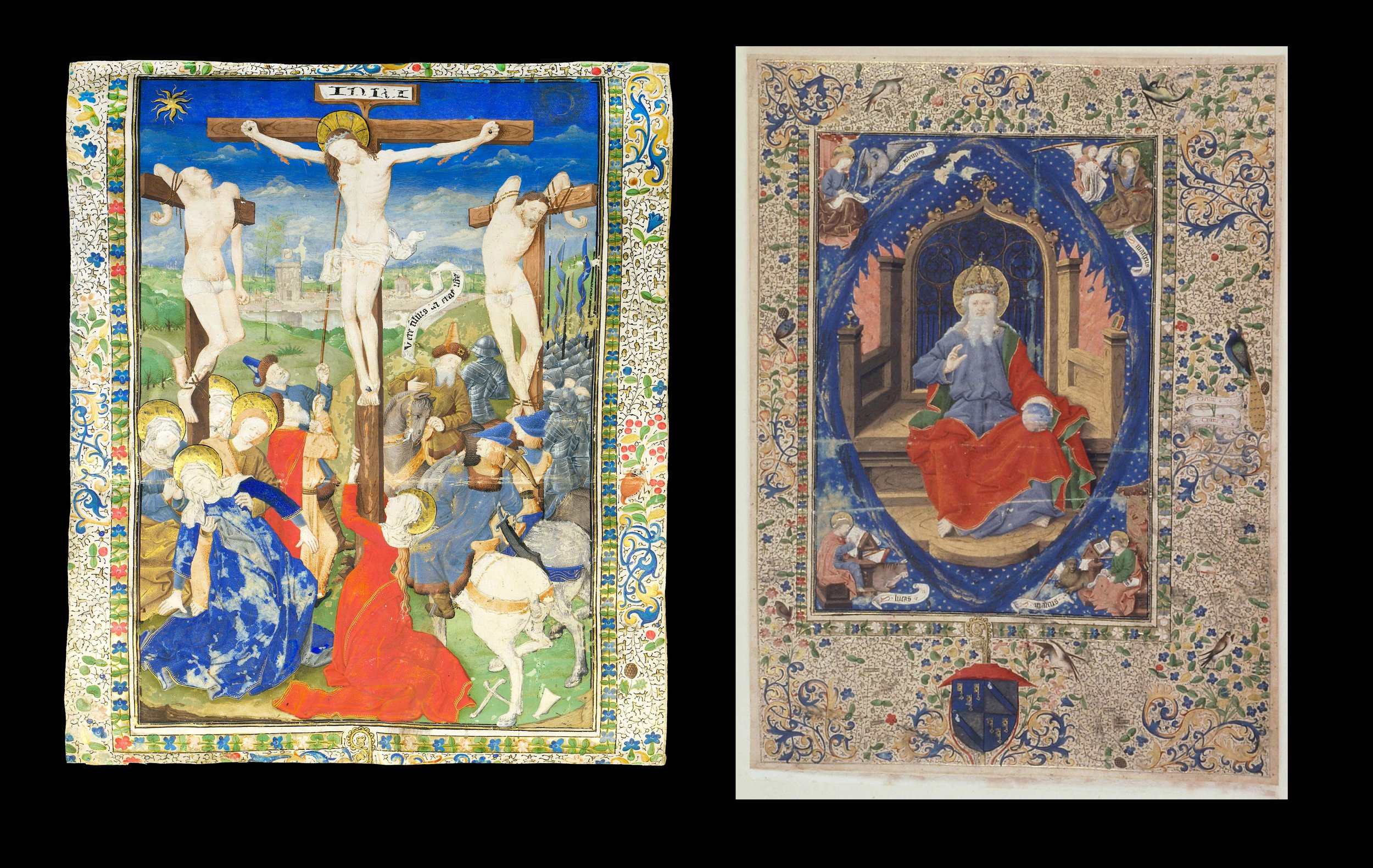 The present Crucifixion and God the Father by the Master of Jean Rolin II, Autun, Société Éduenne, Album Bulliot, no. 1, digitally reunited as the proposed original Canon diptych from Autun MS 108A (S.131).