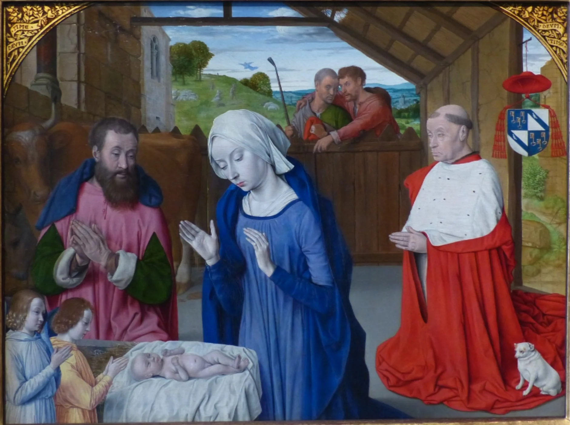Jean Hey, Nativity with Cardinal Jean Rolin kneeling in prayer, c. 1480, Musée Rolin, Autun