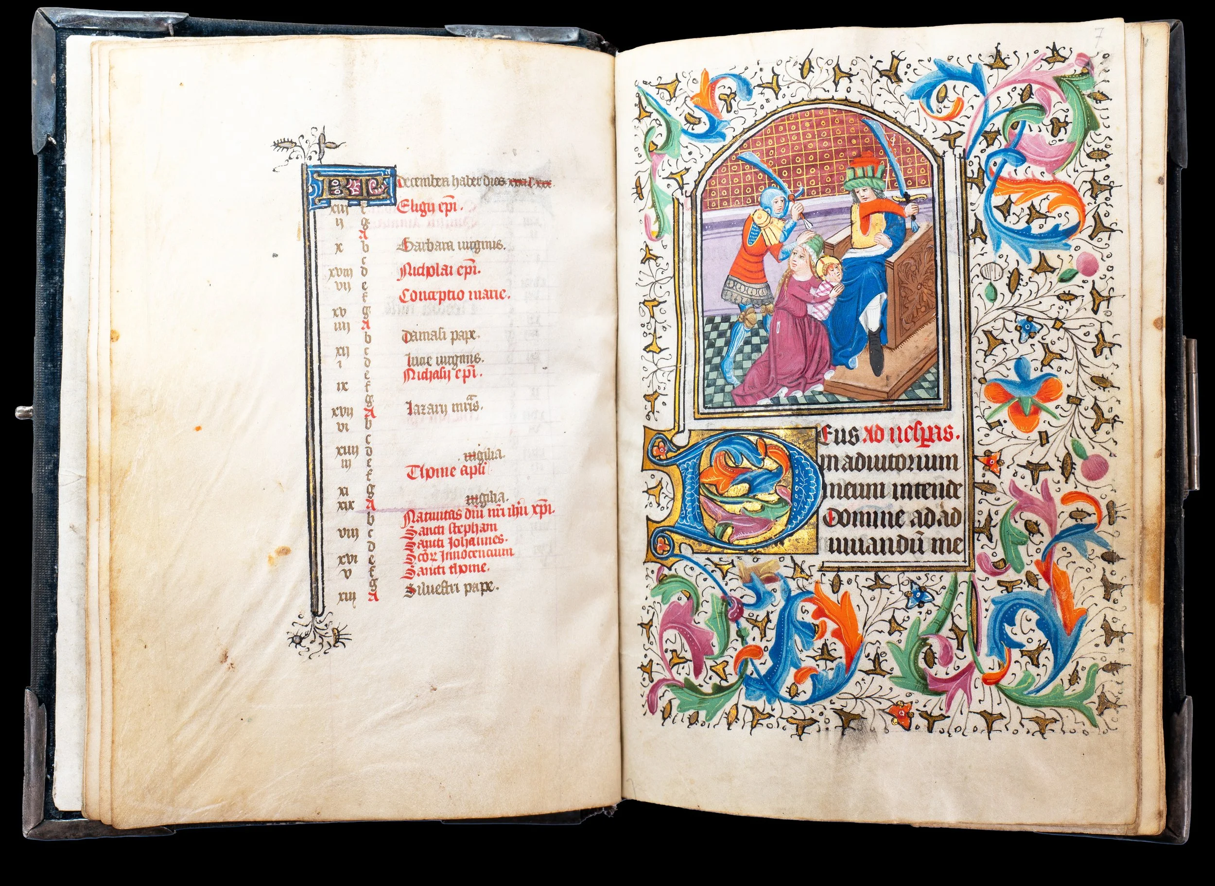 Massacre of the Innocents by the Masters of the Gold Scrolls, Grisebach subgroup, in an illuminated Bruges Book of Hours, c. 1450
