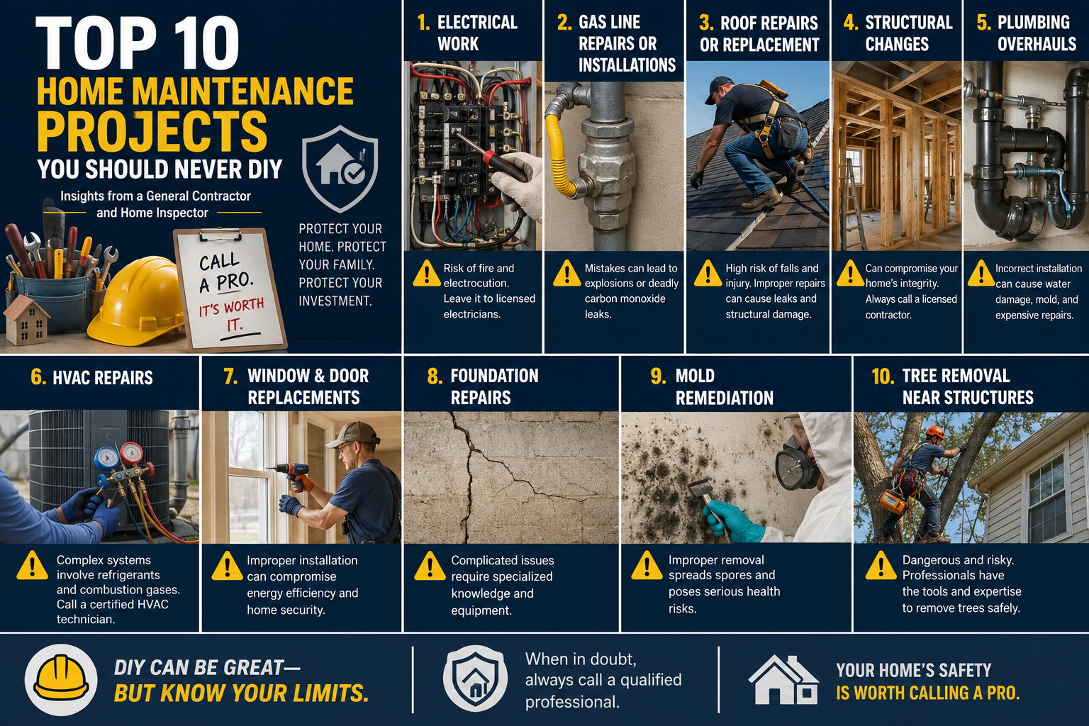 Top 10 Home Maintenance Projects You Should Never DIY: Insights from a General Contractor and Home Inspector