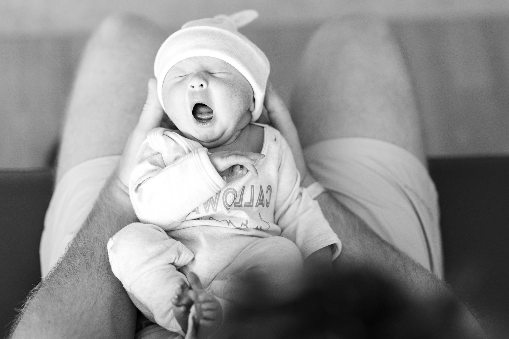 yawning newborn baby boy in memphis