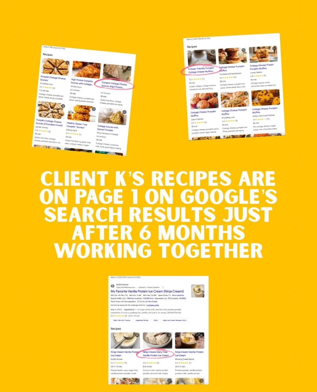 It&rsquo;s not luck, it&rsquo;s strategy😉

Here is EXACTLY what I do for each of my blogging clients to help their recipes get seen (even on Google Page 1!🎉)

Want results like this with your recipes, let&rsquo;s chat!

Not ready to outsource but w