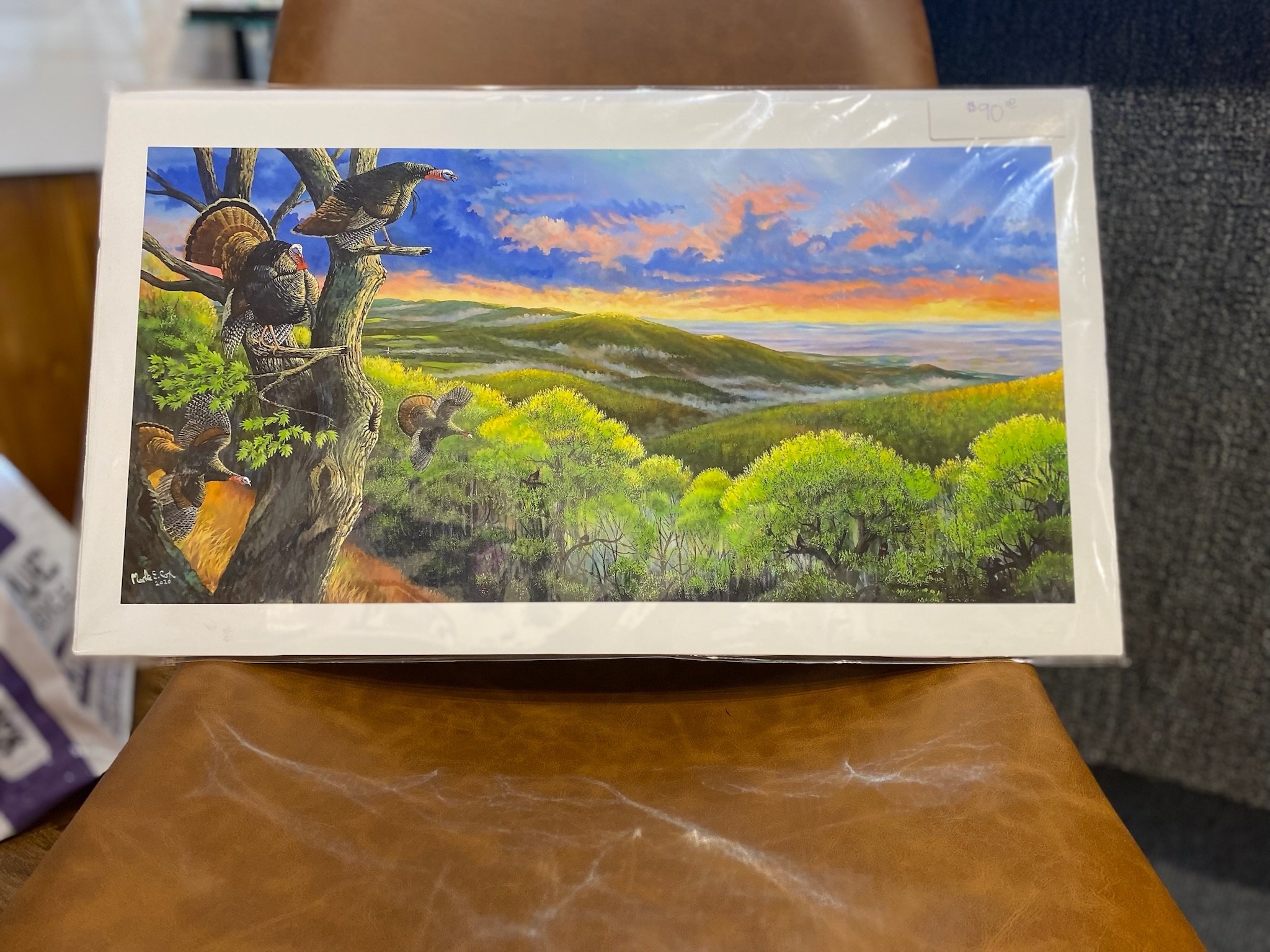 Turkeys looking at Sunset Print Small
