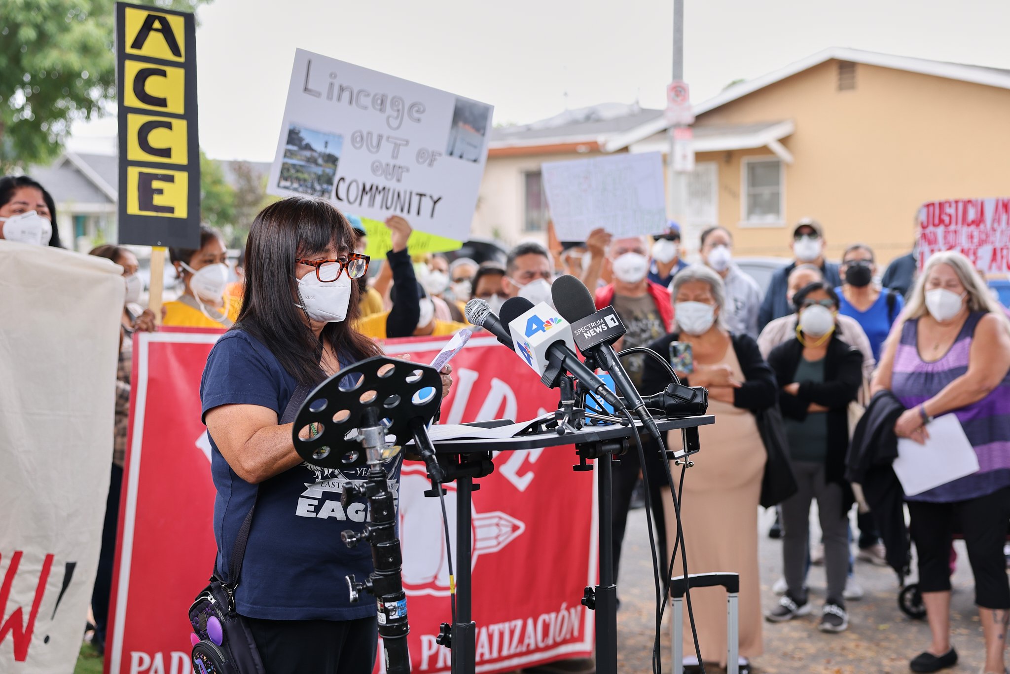 “Teacher Mary,” they called her in the neighborhood. She is a retired teacher from the Los Angeles Unified School District and spoke at the July 2, 2026, press conference in Los Angeles, CA. Her father, 90, lives in the neighborhood, just across the 