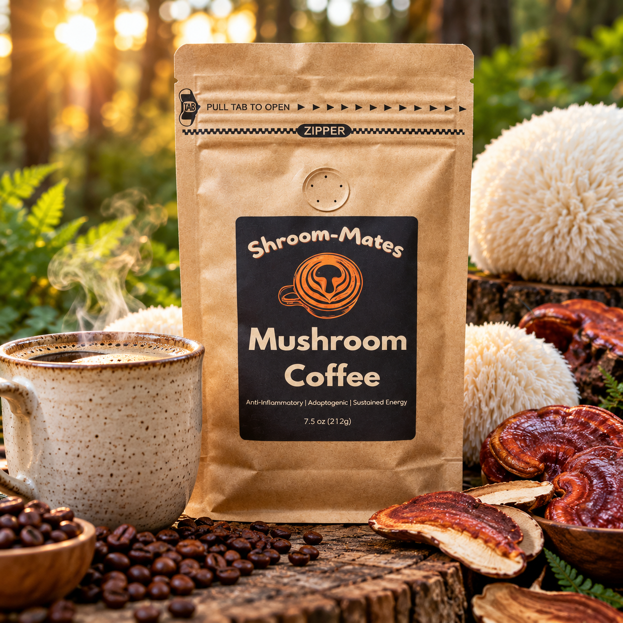 Mushroom Coffee Ground (7.5 oz) - Organic Arabica with Lion's Mane & Reishi