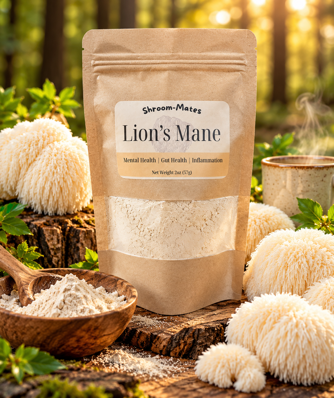 Lion's Mane Mushroom Powder (2 oz) - 100% Real Fruiting Body Extract, Farm Grown