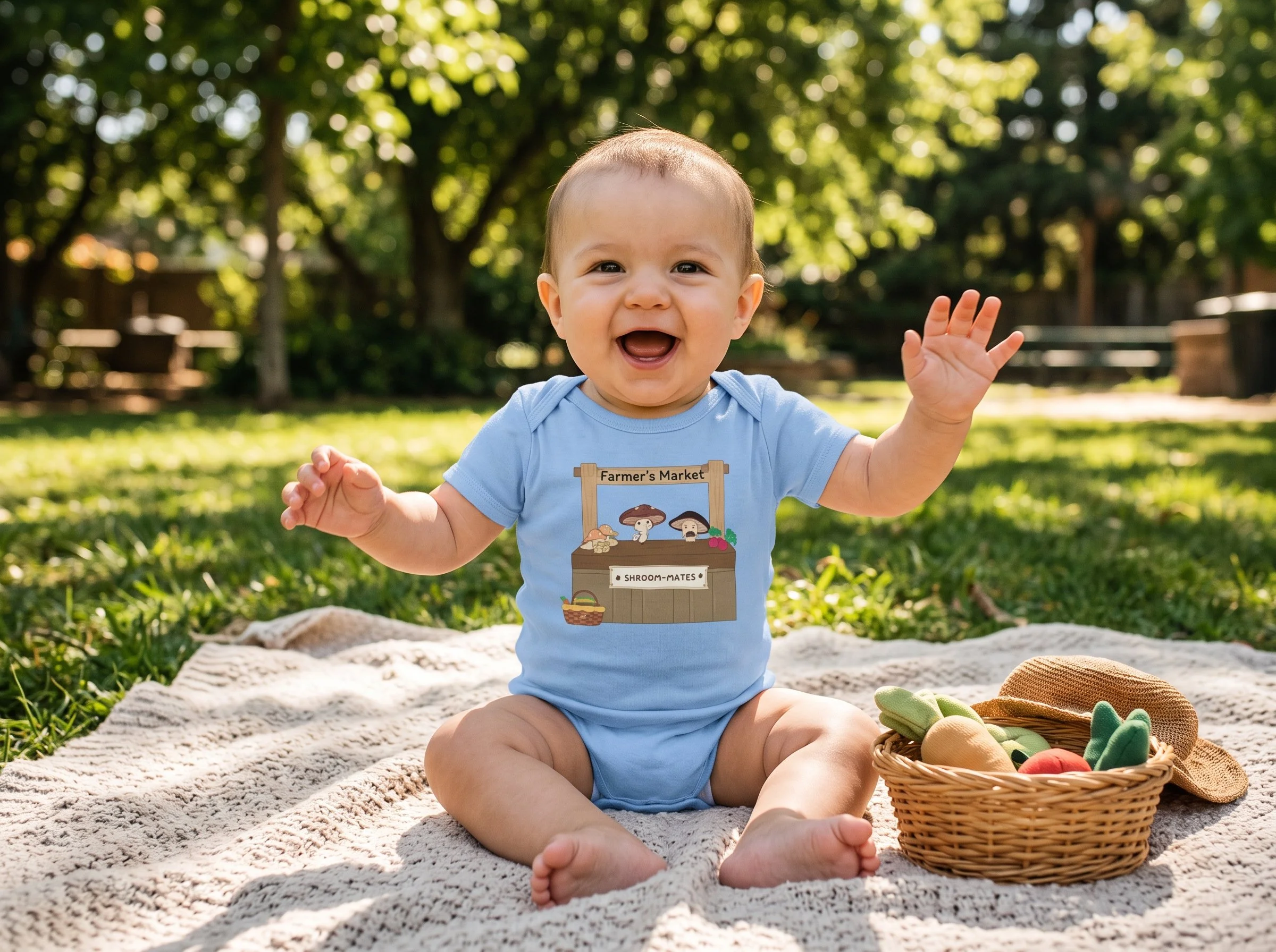 Organic Cotton Mushroom Baby Bodysuit | Short Sleeve Infant Onesie