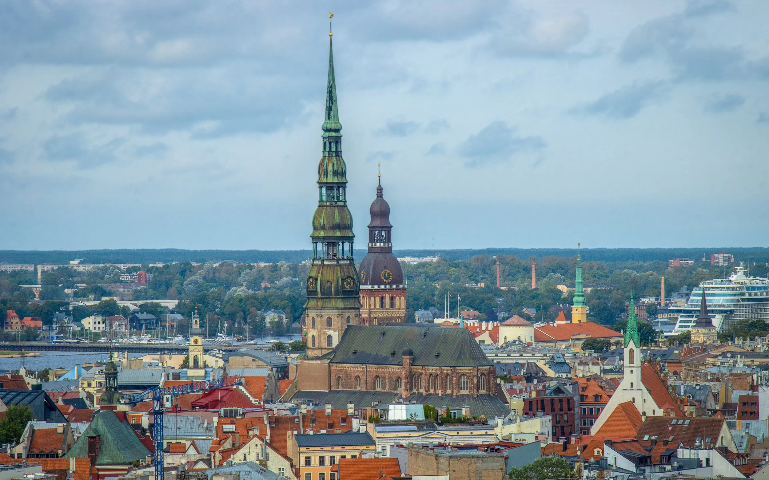 "St Peter's Church & Riga Dom from Academy of Sciences Building"