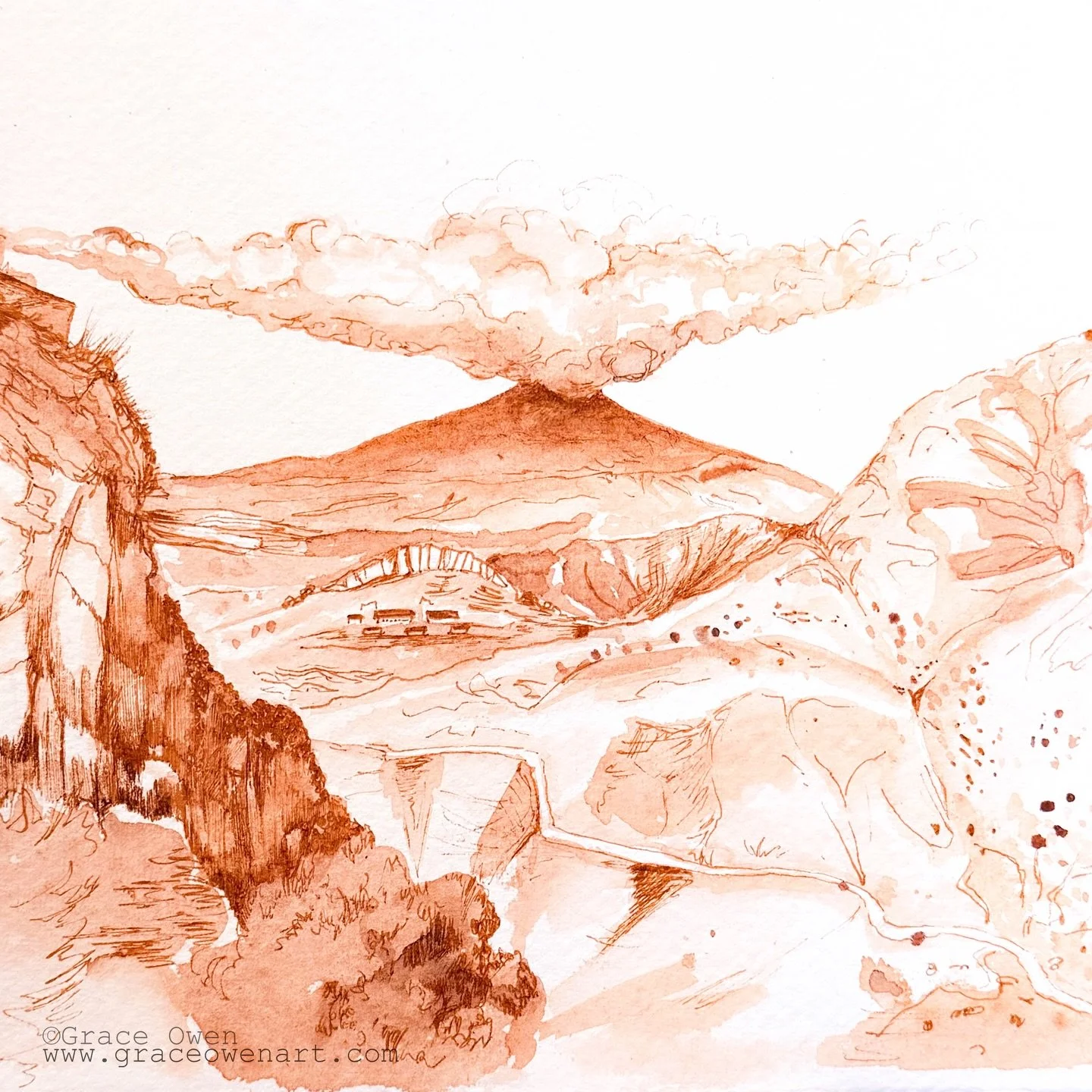 &ldquo;Etna from Castelmola&rdquo;, last year I stayed at @hotel_villa_sonia in Sicily and the views from that hotel were just so incredible, it&rsquo;s no wonder I&rsquo;m still using the photos I took there to create new artwork. 

We walked down f