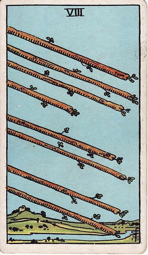 Eight of Wands: Modern RWS Tarot Card Meanings