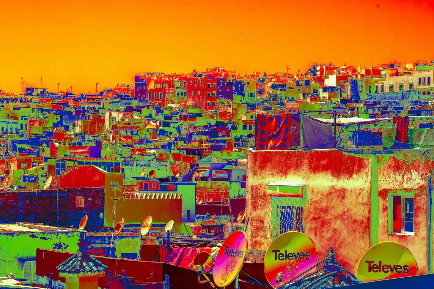 Ciel orange sur la medina de Tanger