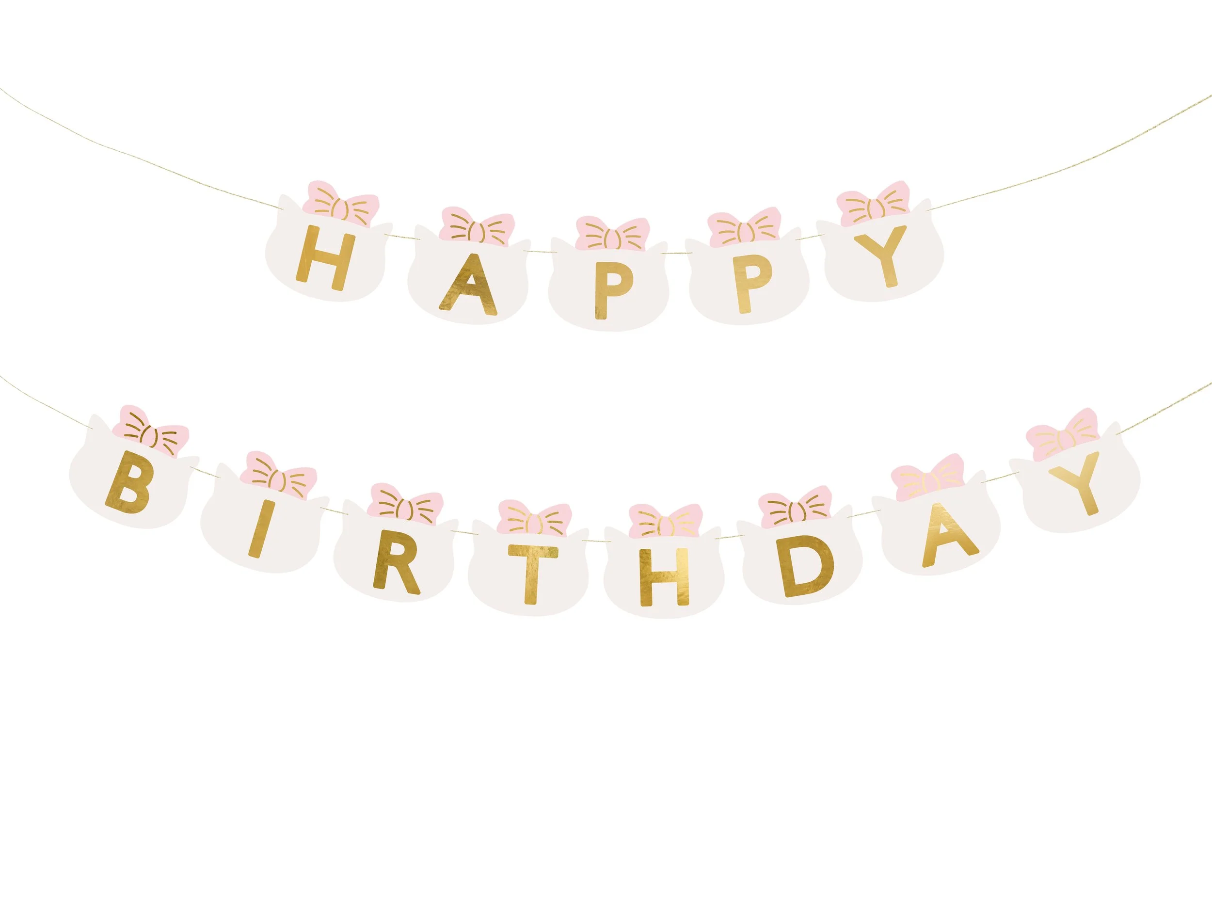 Happy Birthday-banner med søte kattedetaljer til barnebursdag med kattetema