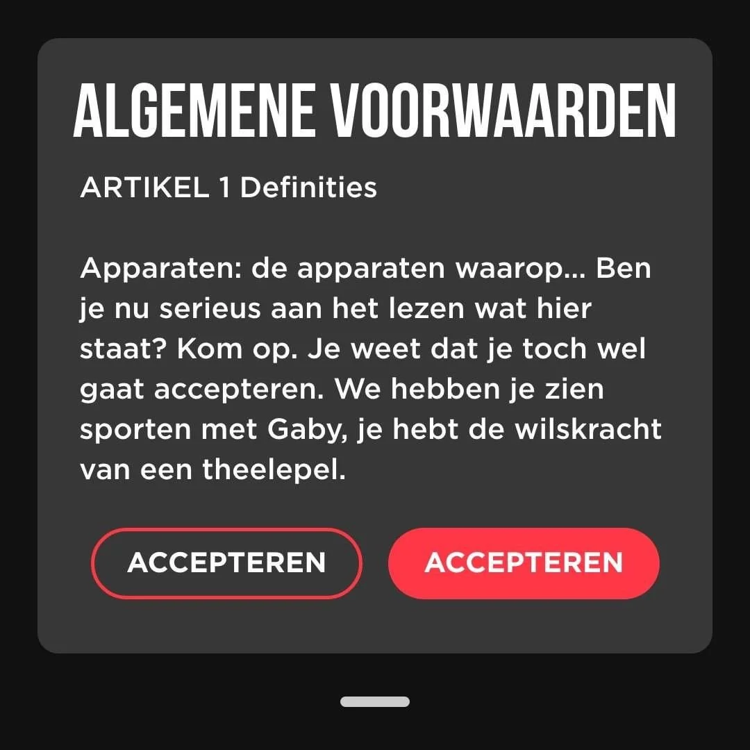 Everybody knows you don't read before you accept, even Videoland.