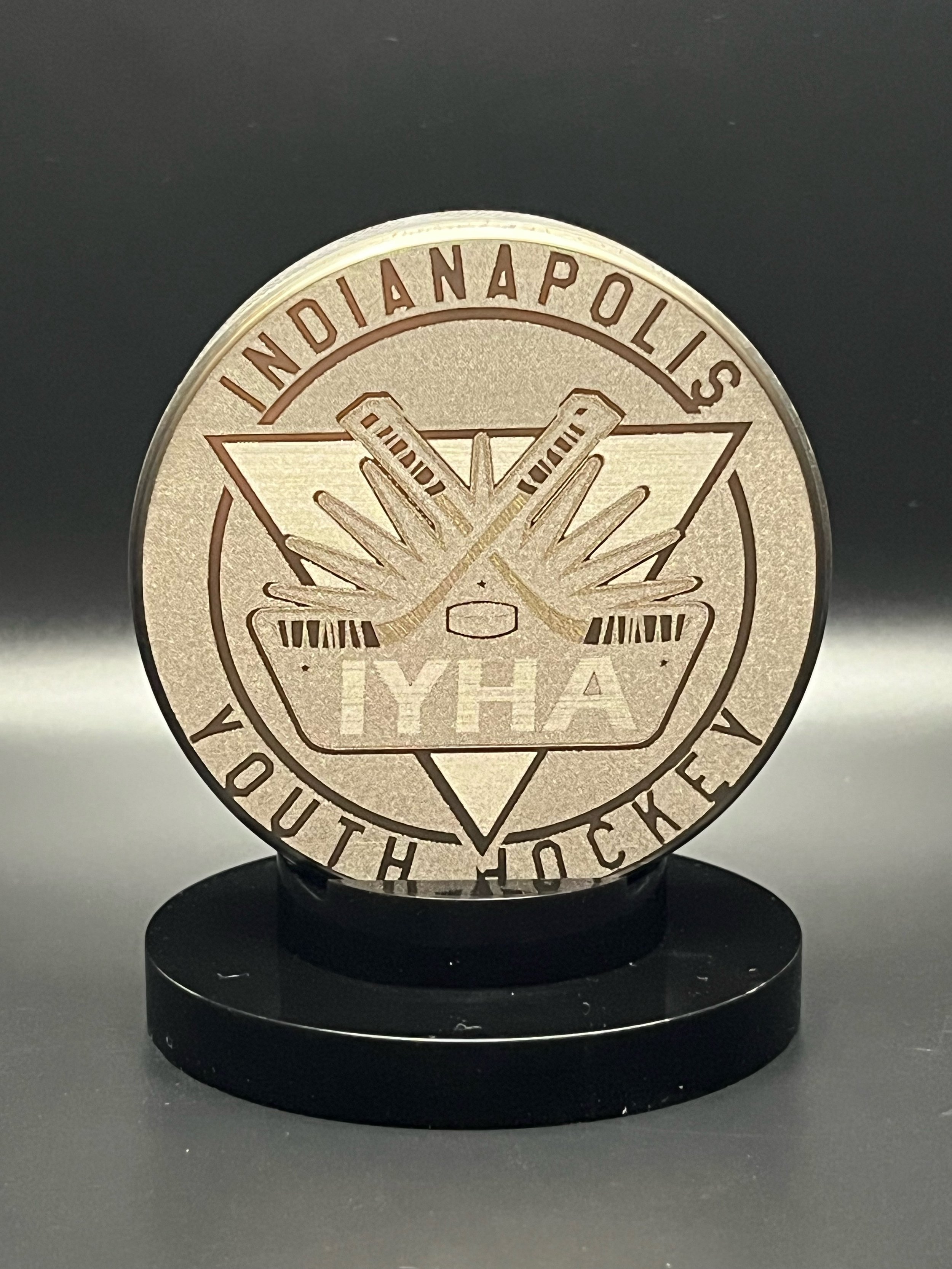 PROPER_PUCK_CUSTOM_HOCKEY_GIFT_IDEA_END_OF_SEASON_ACCOMPLISHMENT_LASER_ENGRAVED_STAINLESS_PERSONALIZED_TROPHY_